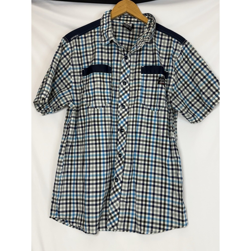 Enyce Shirt Mens Large Blue Plaid Short Sleeve Button Front Yoke Hip Hop Y2K